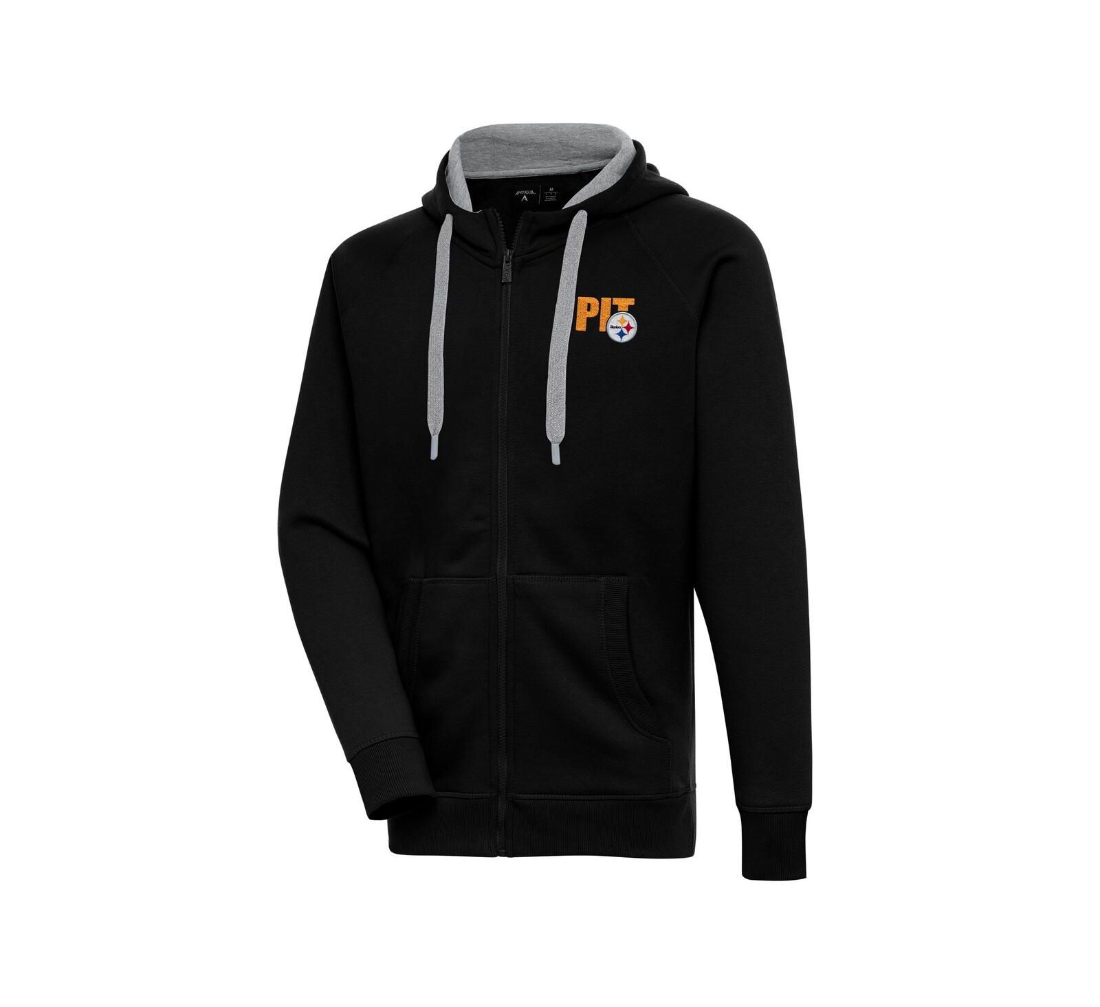Antigua Men's Black Pittsburgh Steelers Victory Full-Zip Hoodie