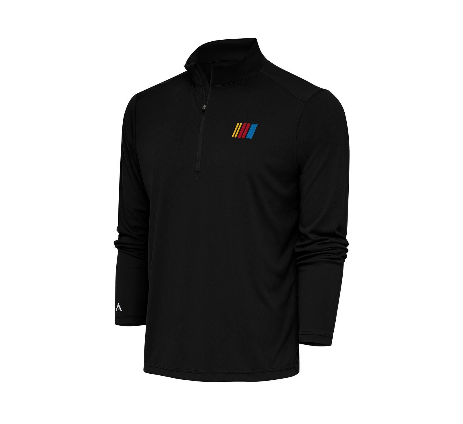 Мужское полупальто Antigua Black NASCAR Tribute Quarter-Zip Pullover