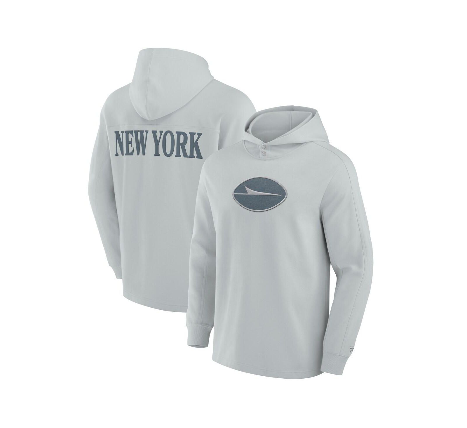 Мужское серое худи-футболка Fanatics New York Jets Elements Blaze Tri-Blend с длинным рукавом