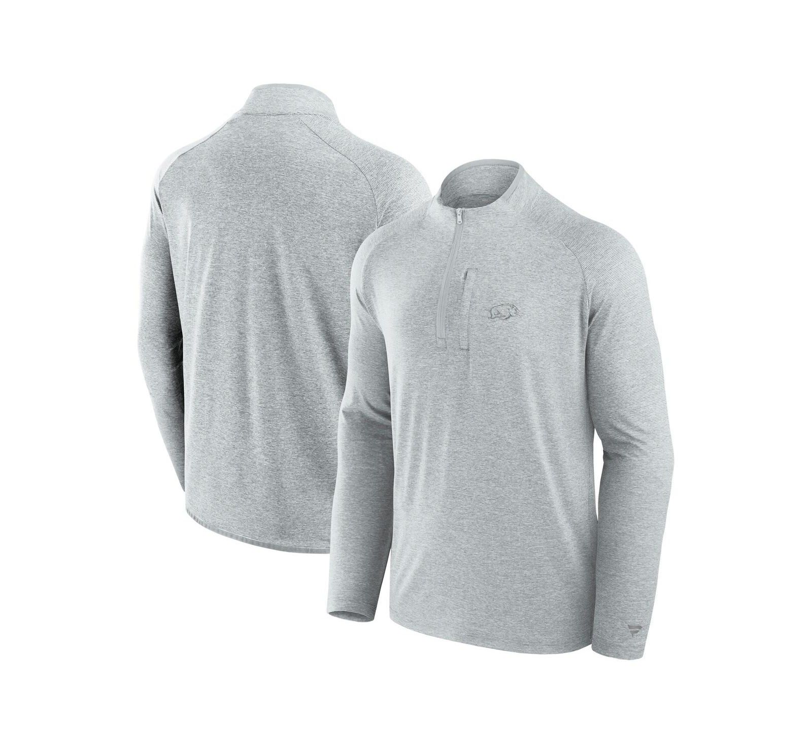 Fanatics Men's Gray Arkansas Razorbacks Mock Neck Half-Zip Pullover Jacket