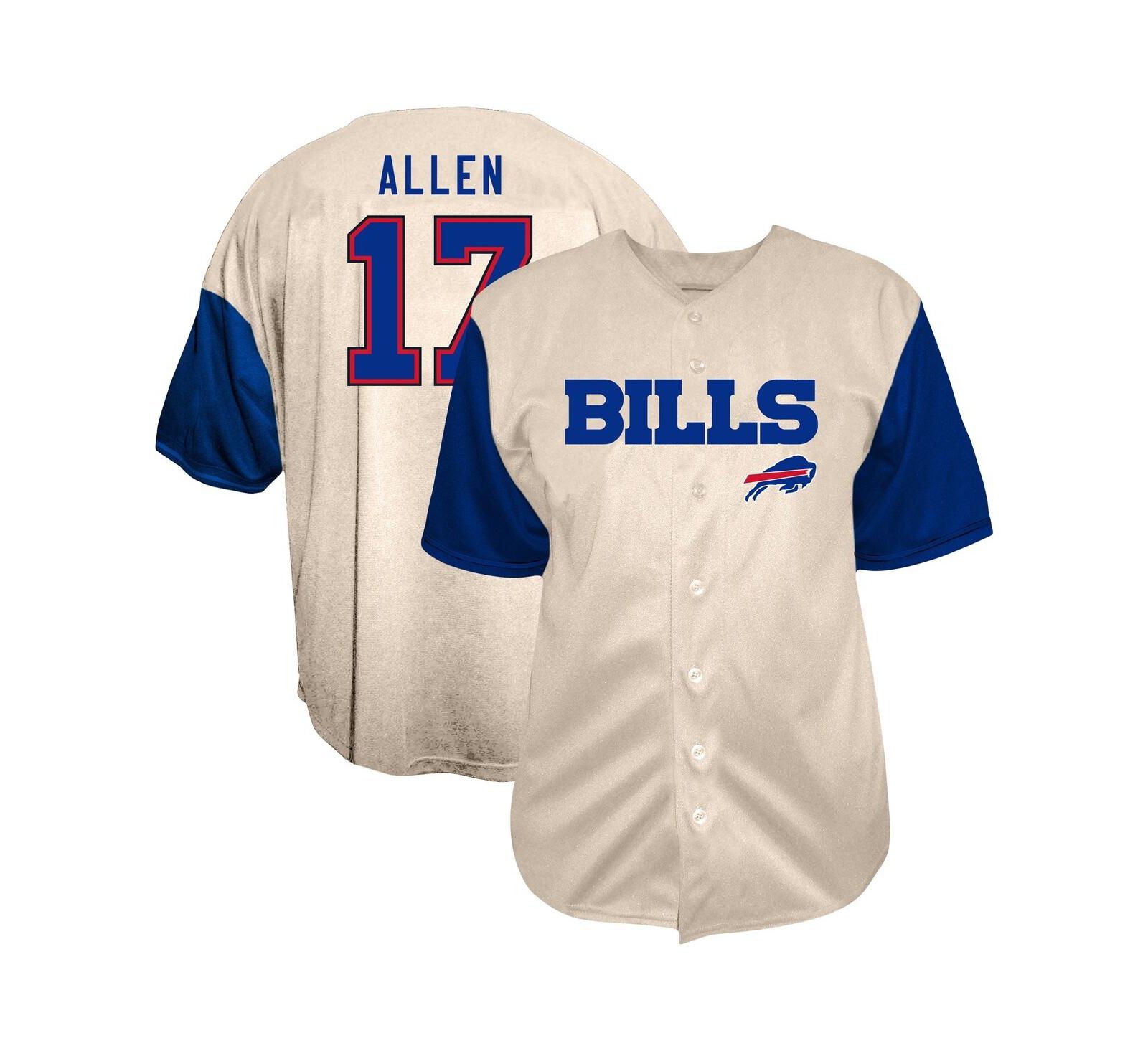 Мужская рубашка Fanatics Josh Allen Cream Buffalo Bills Big & Tall Baseball Button-Up