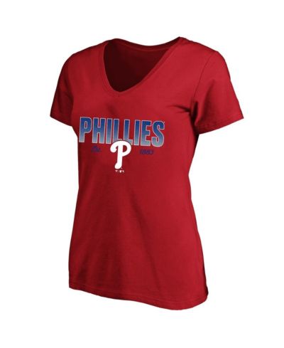 Fanatics Женская футболка Philadelphia Phillies Plus Size Wordmark V-Neck, красная