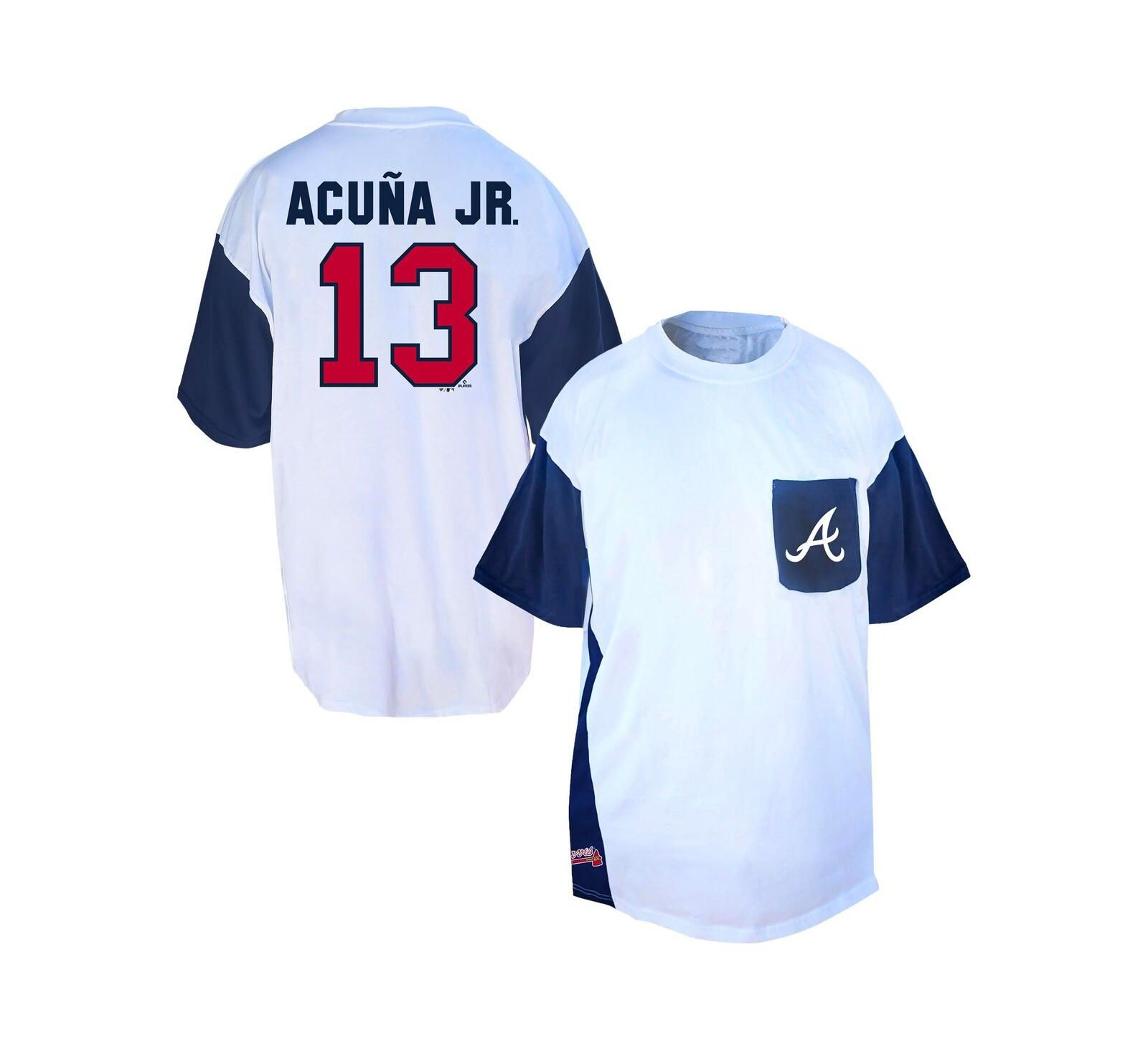 Fanatics Men's Profile Ronald Acuña Jr. White/Navy Atlanta Braves Big & Tall Player Name & Number T-Shirt