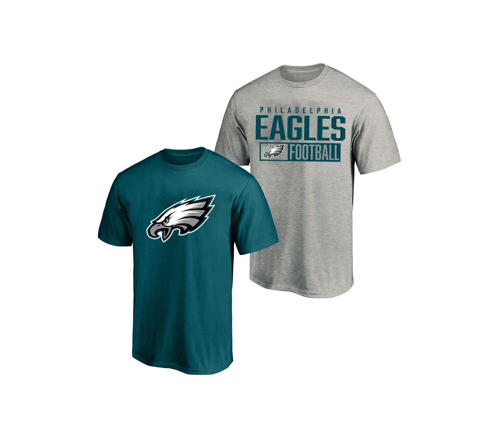 Мужской набор из 2 футболок Fanatics Philadelphia Eagles Big & Tall, цвет Heather Gray/Midnight Green