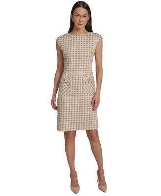 Tommy Hilfiger Женское платье-футляр с коротким рукавом и принтом houndstooth