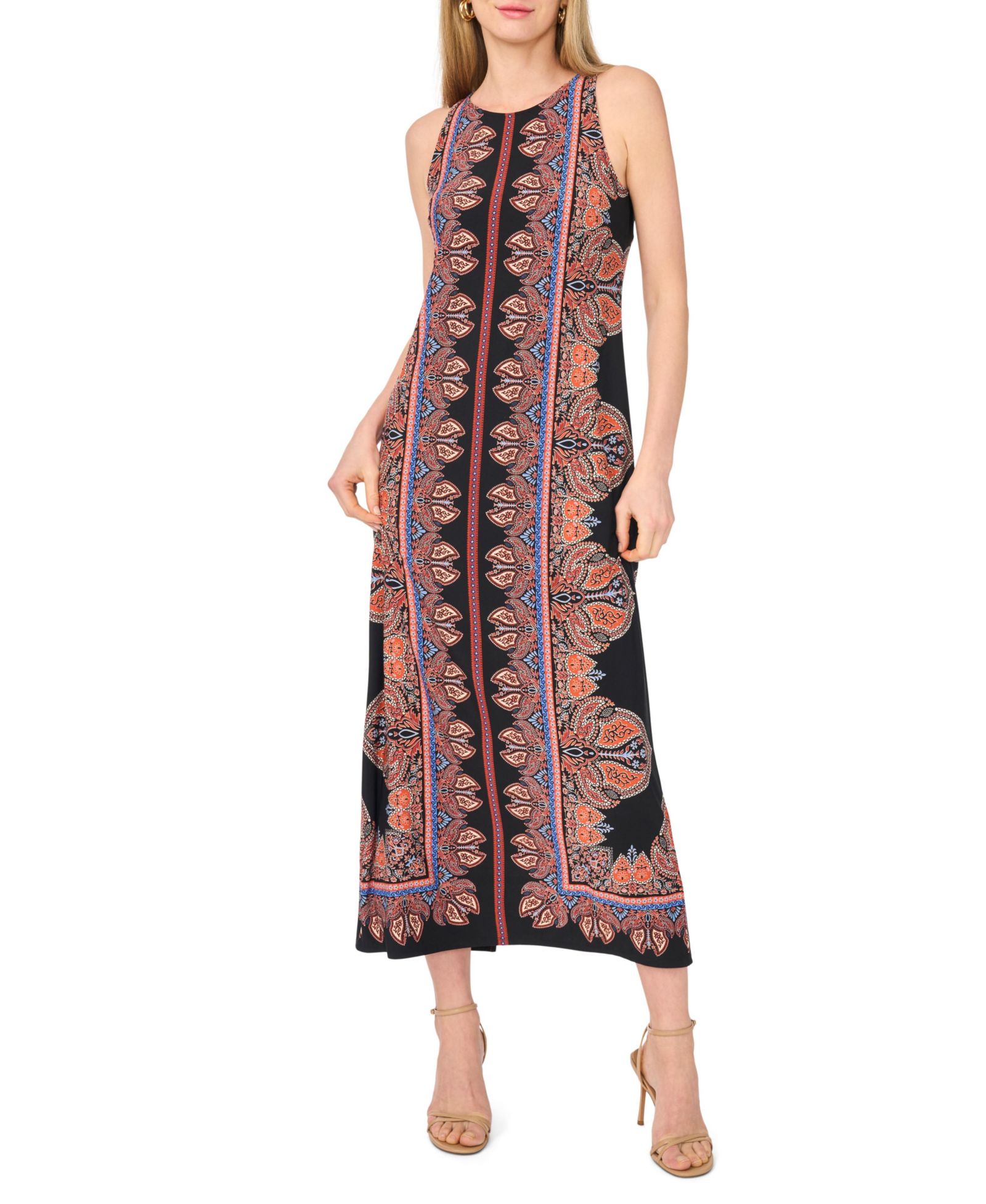 Женское миди-платье Vince Camuto Printed Sleeveless Crewneck