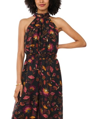 Женский комбинезон Vince Camuto Printed Halter Neck Smocked-Waist