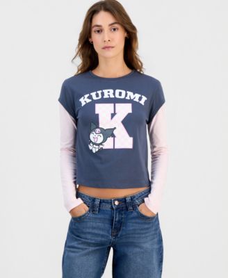 Grayson Threads, The Label Juniors' Kuromi Long-Sleeve Layered-Look Baby Tee