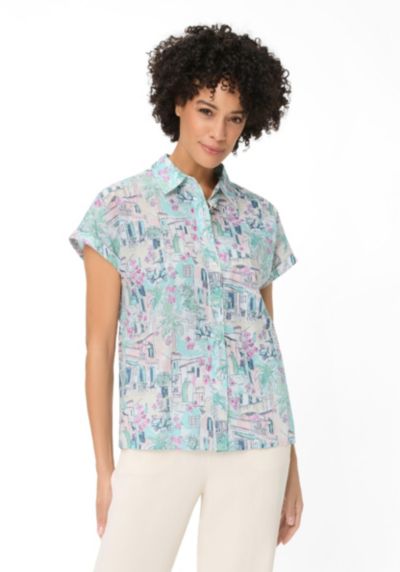 Olsen Women's Italian Villa Print Shirt