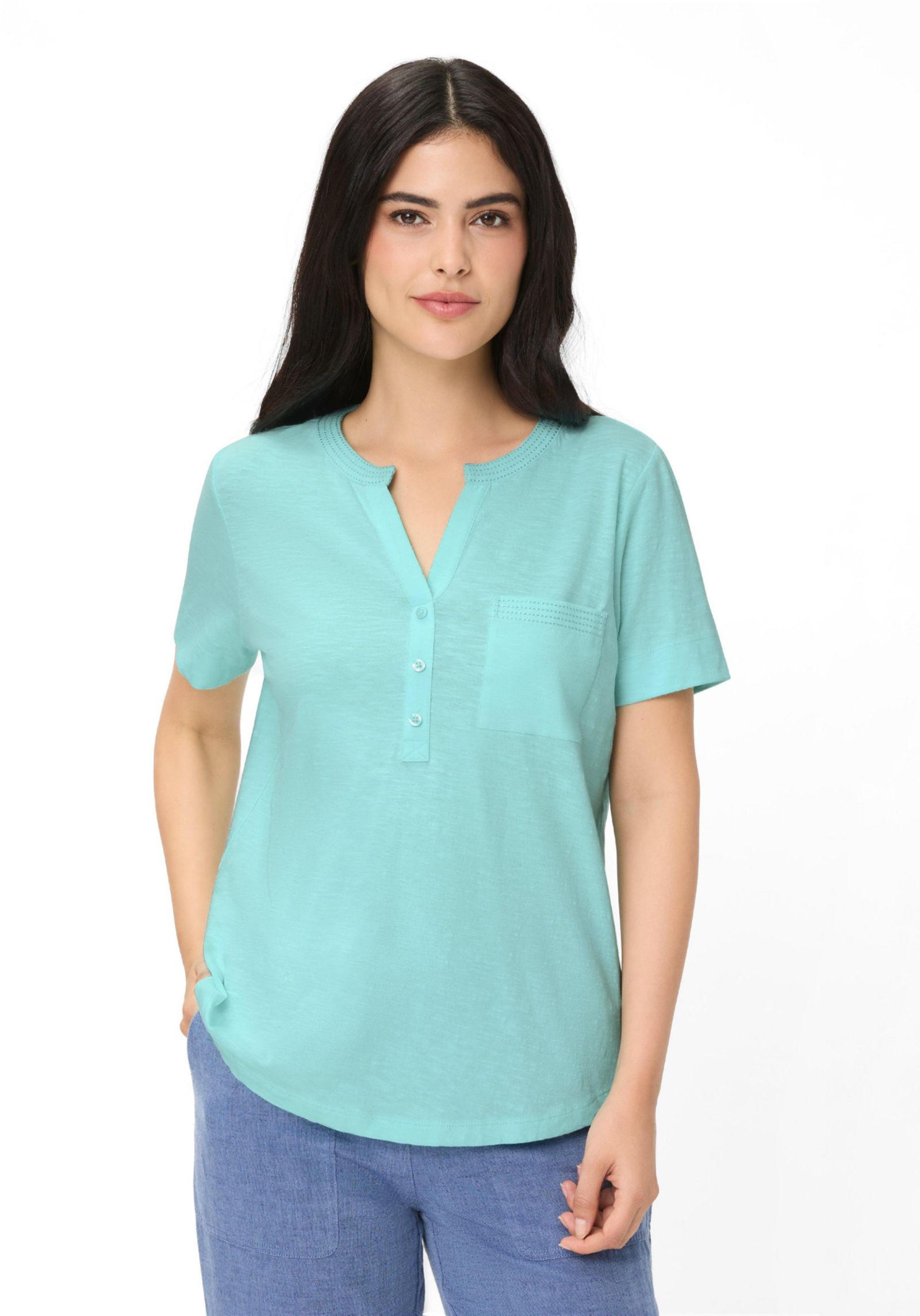 Olsen Women's Solid Henley T-Shirt