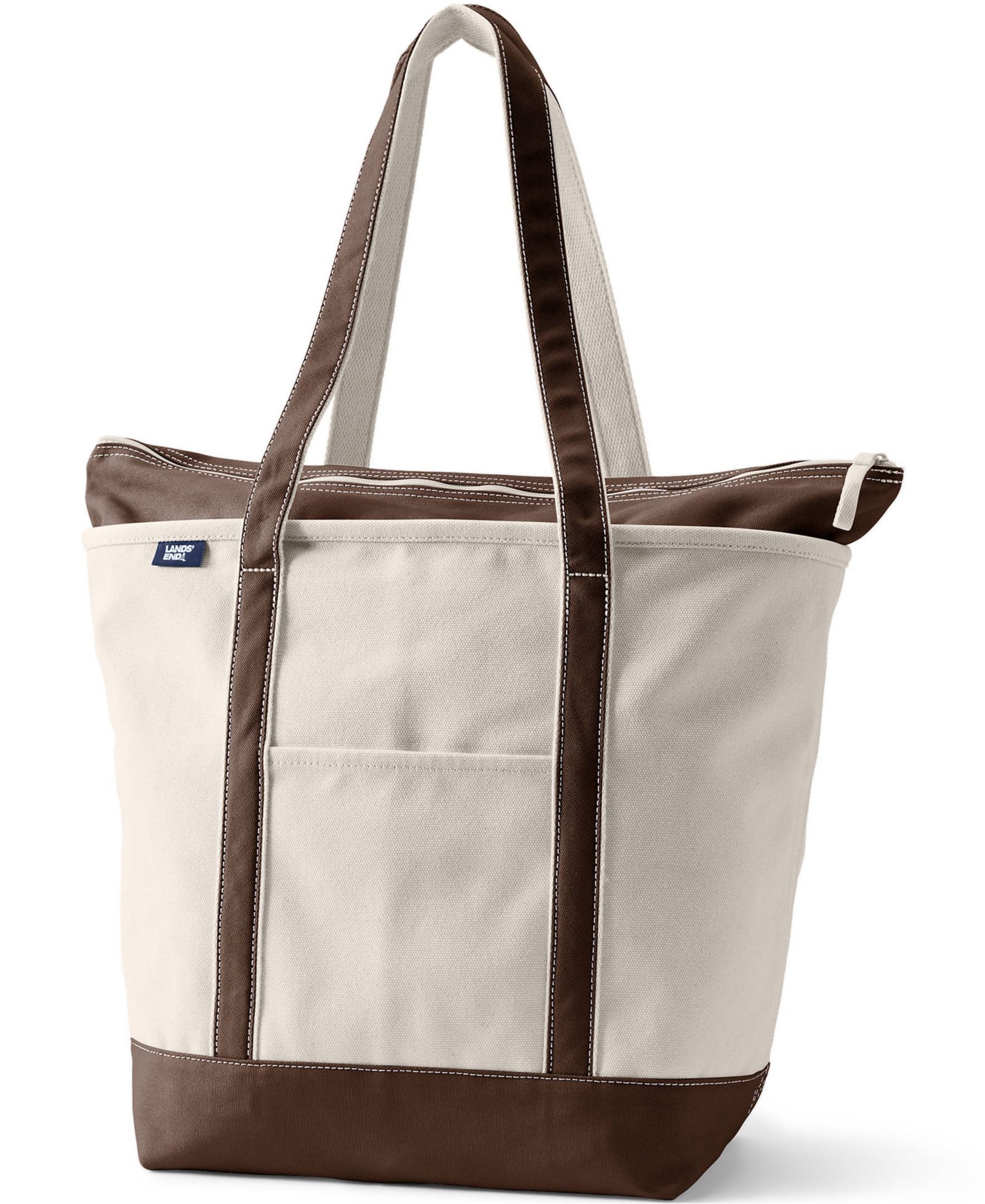 Lands' End Большая холщовая сумка-тоут Canvas Tote с 5 карманами и молнией