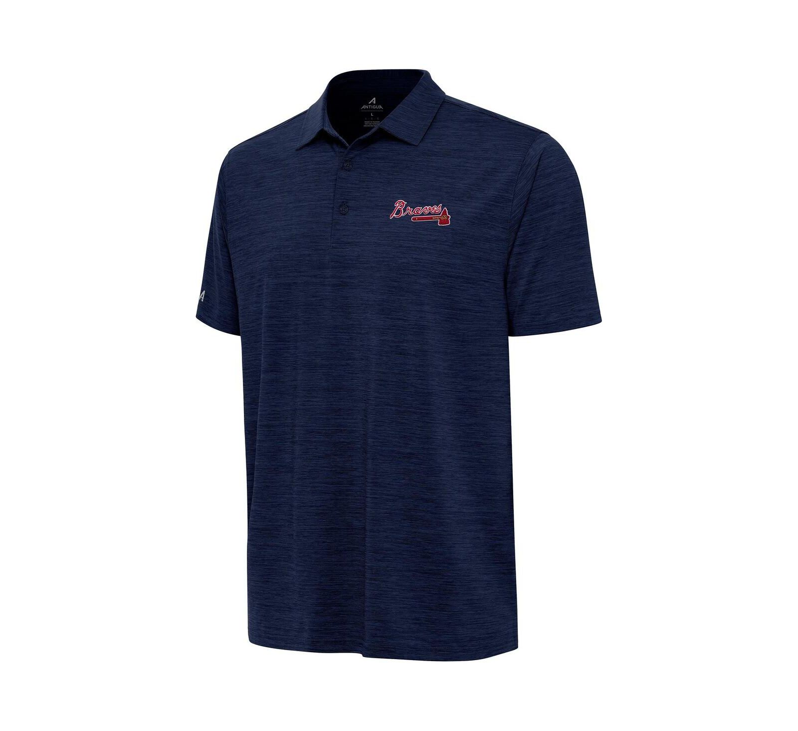 Antigua Men's Heather Navy Atlanta Braves Layout Polo Shirt