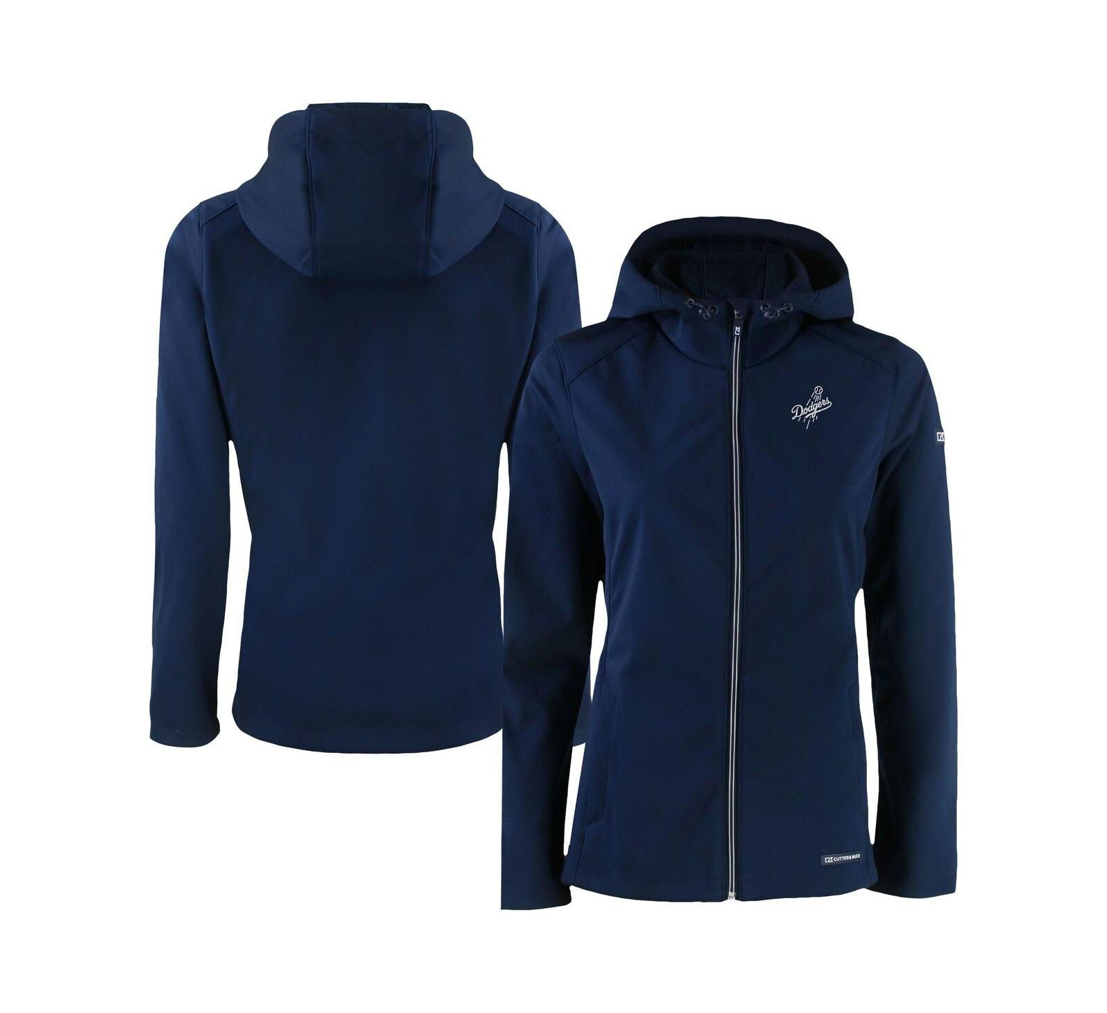 Cutter & Buck Women's Navy Los Angeles Dodgers Evoke Eco Softshell Full-Zip Hoodie Jacket