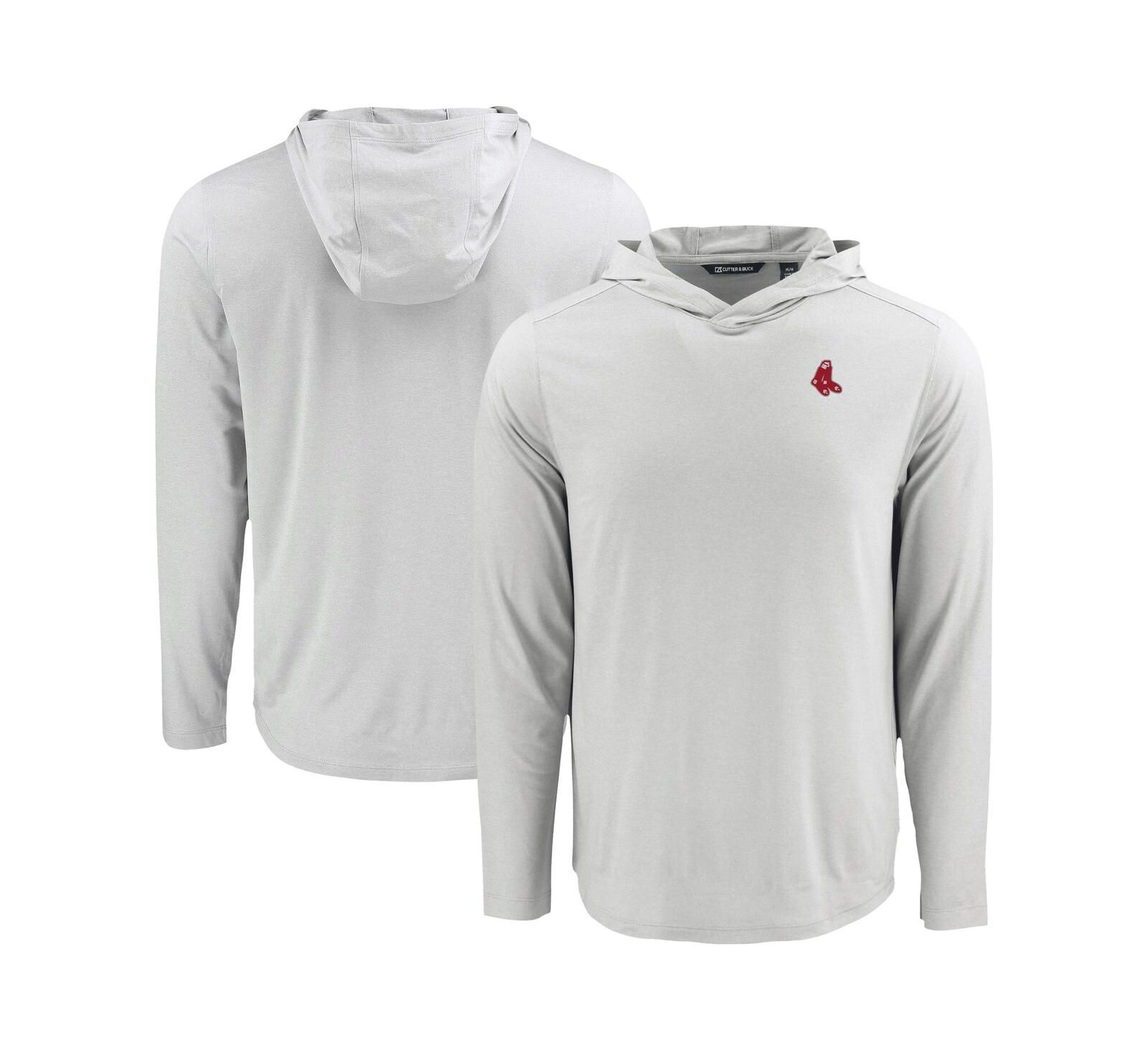 Мужская футболка Cutter & Buck Gray Boston Red Sox Coastline Epic Comfort Eco Hoodie Long Sleeve