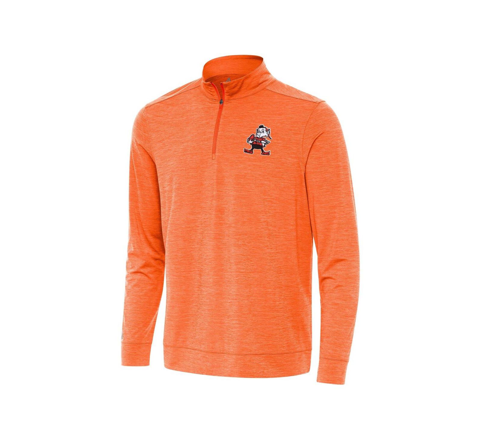 Antigua Men's Heather Orange Cleveland Browns Bright Quarter-Zip