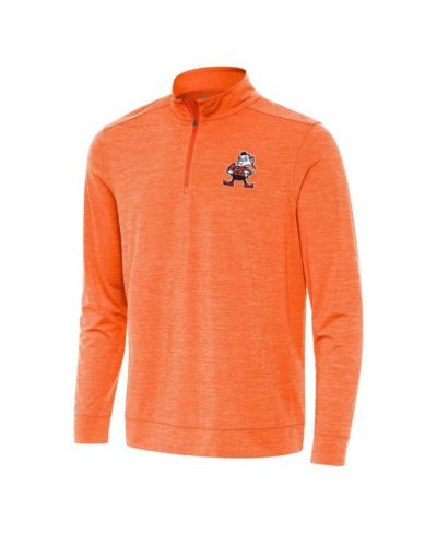 Antigua Men's Heather Orange Cleveland Browns Bright Quarter-Zip