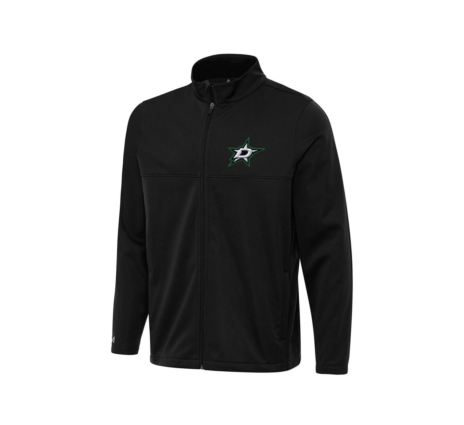 Antigua Men's Black Dallas Stars Links 2 Full-Zip Golf Jacket