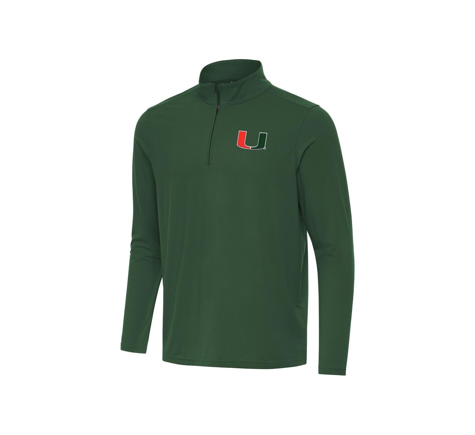 Мужская кофта Antigua Hunter Green Miami Hurricanes Intent Quarter-Zip