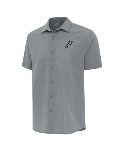 Мужская рубашка Antigua Gray San Antonio Spurs Activate Woven Short Sleeve Button-Up