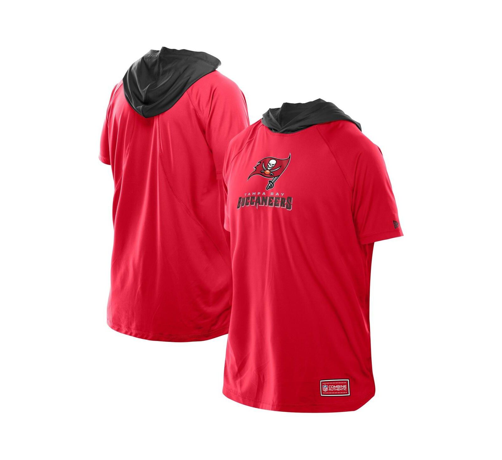 Мужская футболка New Era Red Tampa Bay Buccaneers Combine Authentic Hooded Raglan с коротким рукавом