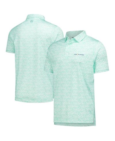 FootJoy Мужская рубашка-поло Lisle Teal THE PLAYERS Hidden Palm Print