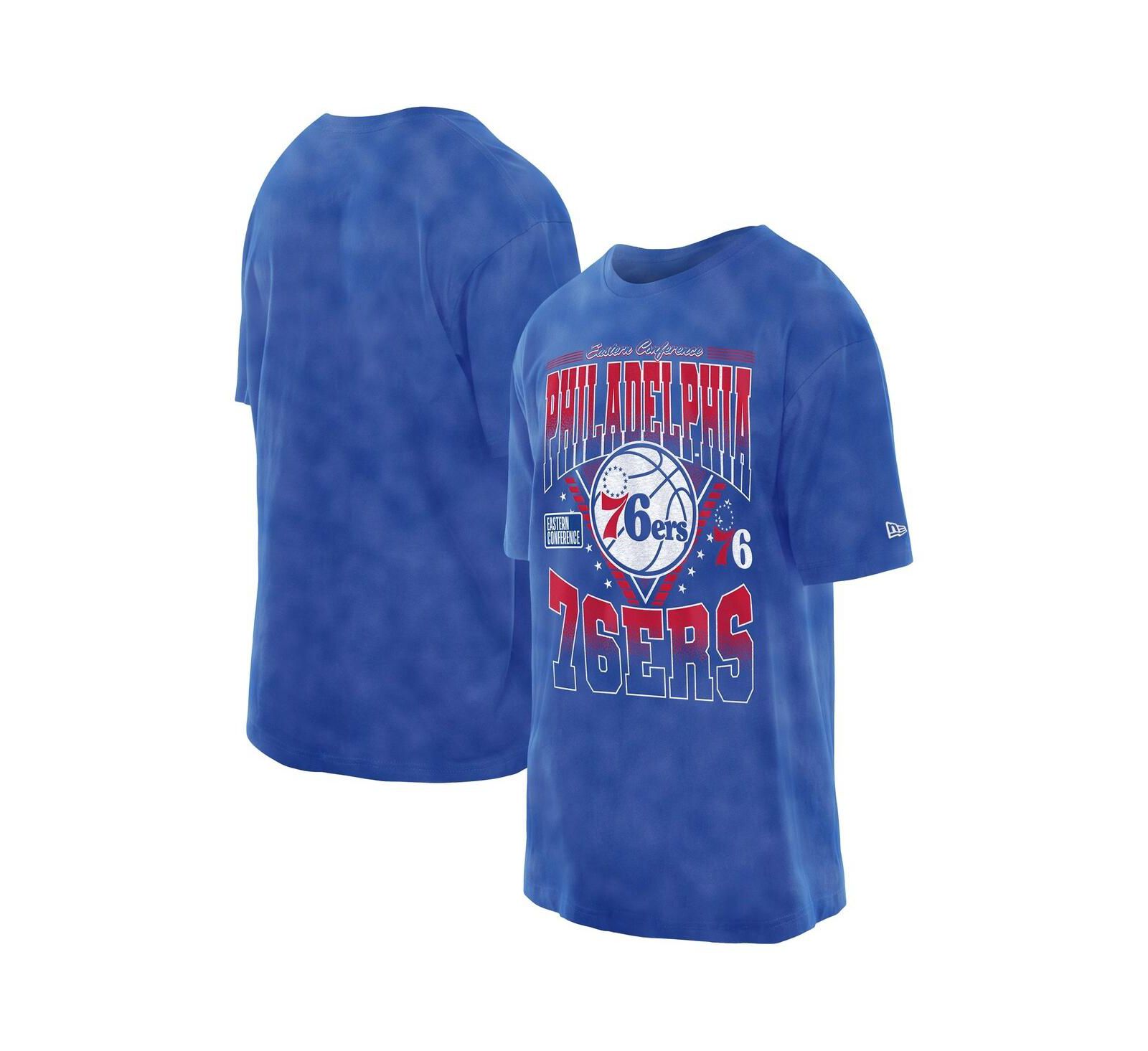 Мужская футболка New Era Philadelphia 76ers, винтажный стиль, royal blue