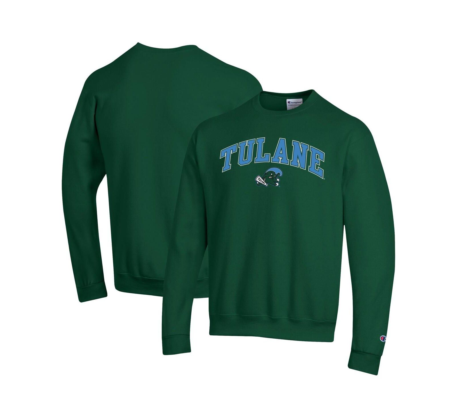 Мужской свитшот Champion Tulane Green Wave Arch Over Logo Pullover