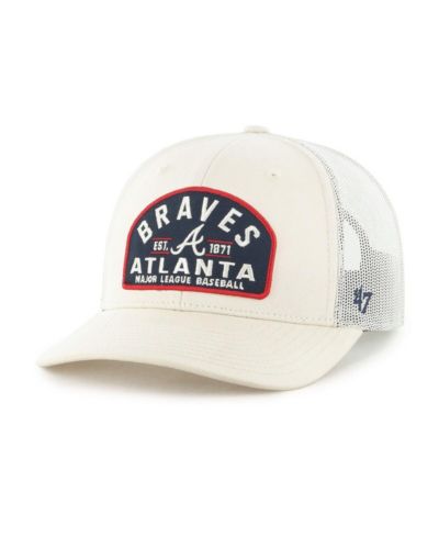 '47 Brand Men's Cream Atlanta Braves Leland Adjustable Trucker Hat