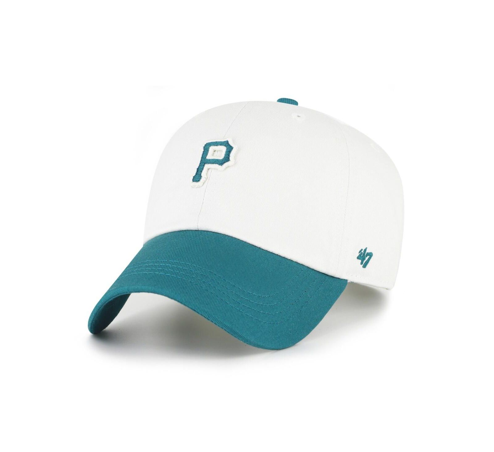 '47 Brand Men's White/Teal Pittsburgh Pirates Contemporary Tonal Clean Up Adjustable Hat