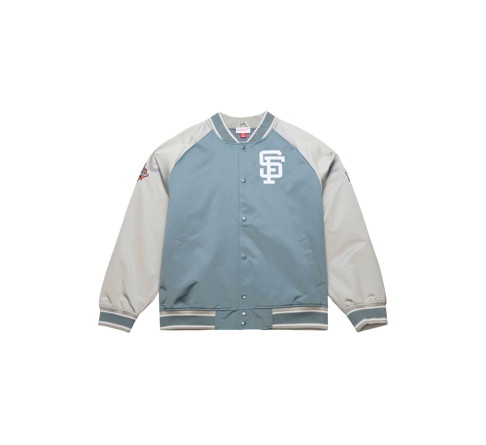 Mitchell & Ness Men's Gray San Francisco Giants Thunderstorm Head Coach Lightweight Satin Full-Snap Jacket
