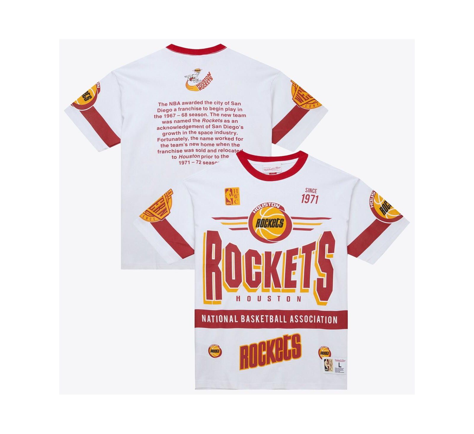 Мужская футболка Mitchell & Ness White Houston Rockets Hardwood Classics Team Origins Vintage Logo