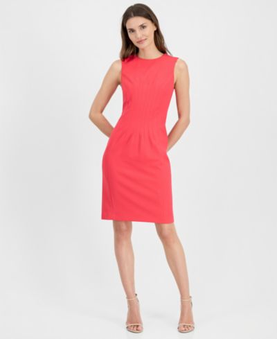 Anne Klein Women's Jewel-Neck Sleeveless Scuba Sheath Dress