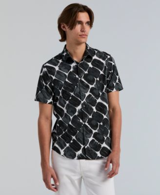 Perry Ellis Men's Poplin Abstract Print Short-Sleeve Shirt