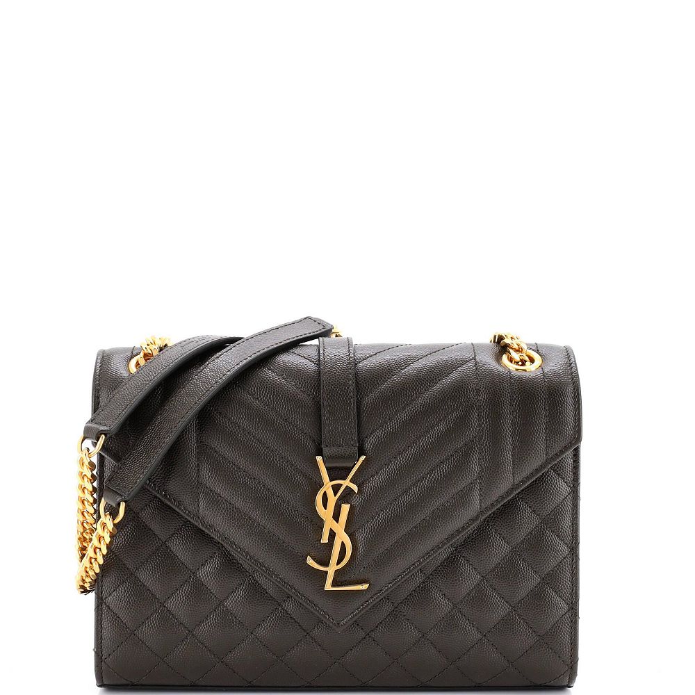 Pre-Owned Saint Laurent Medium Classic Monogram Envelope Satchel Mixed Matelasse Leather