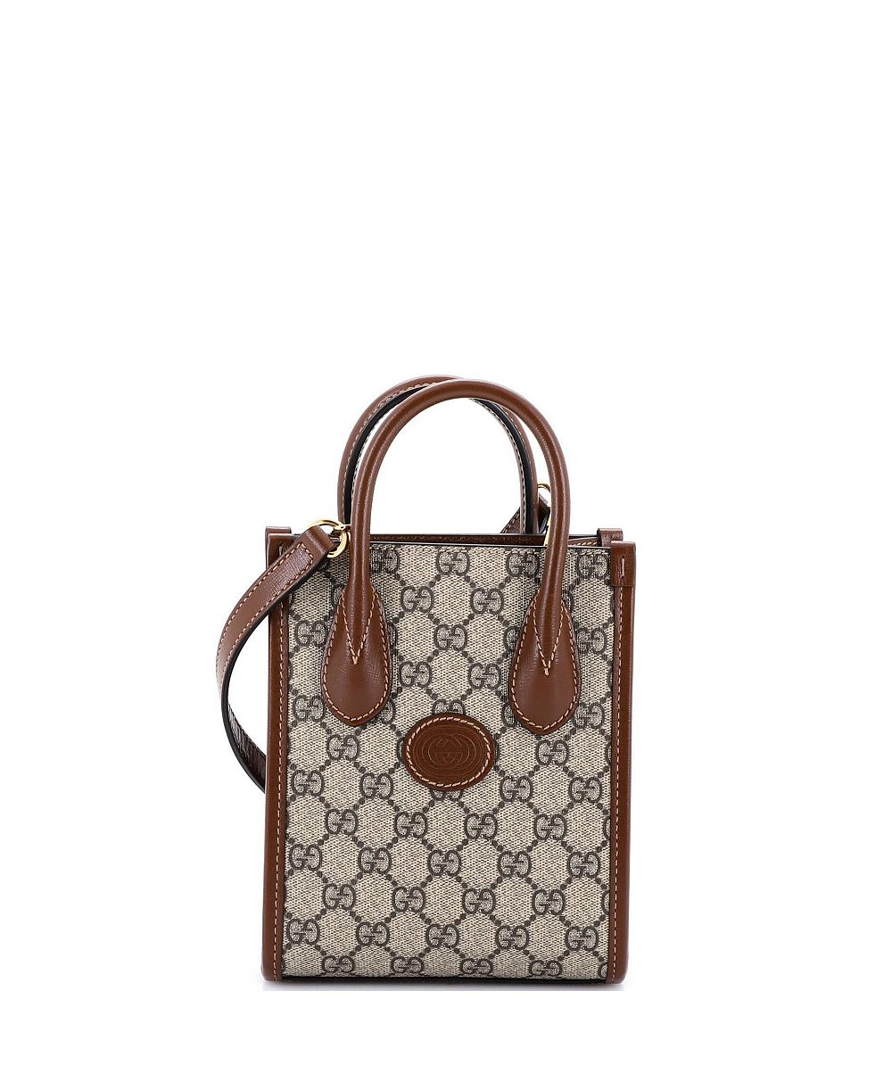 Pre-Owned Gucci Mini Interlocking G Patch Tote GG Coated Canvas