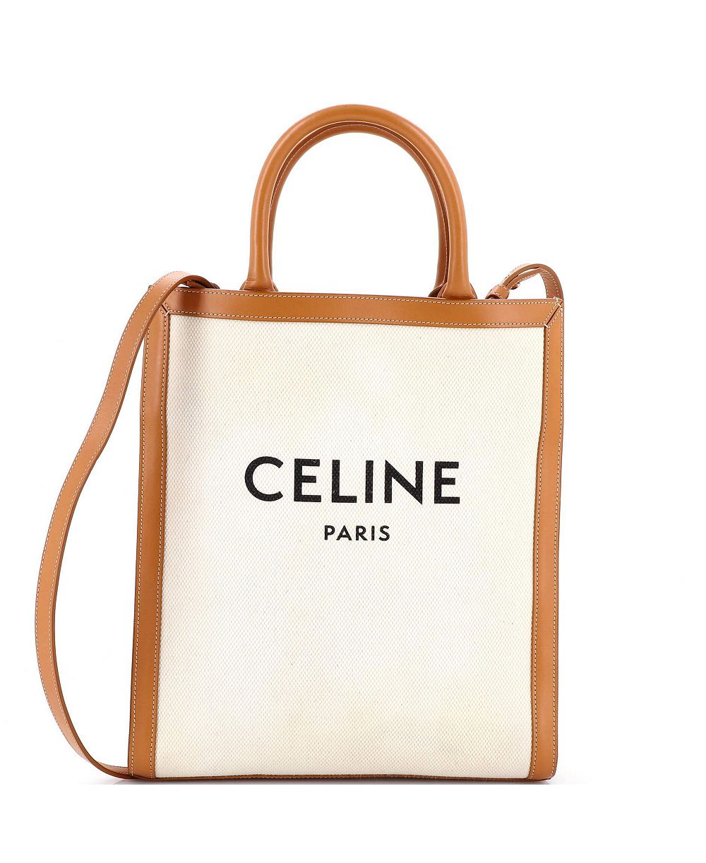 Pre-Owned Celine Small Canvas with Leather Vertical Cabas Tote
