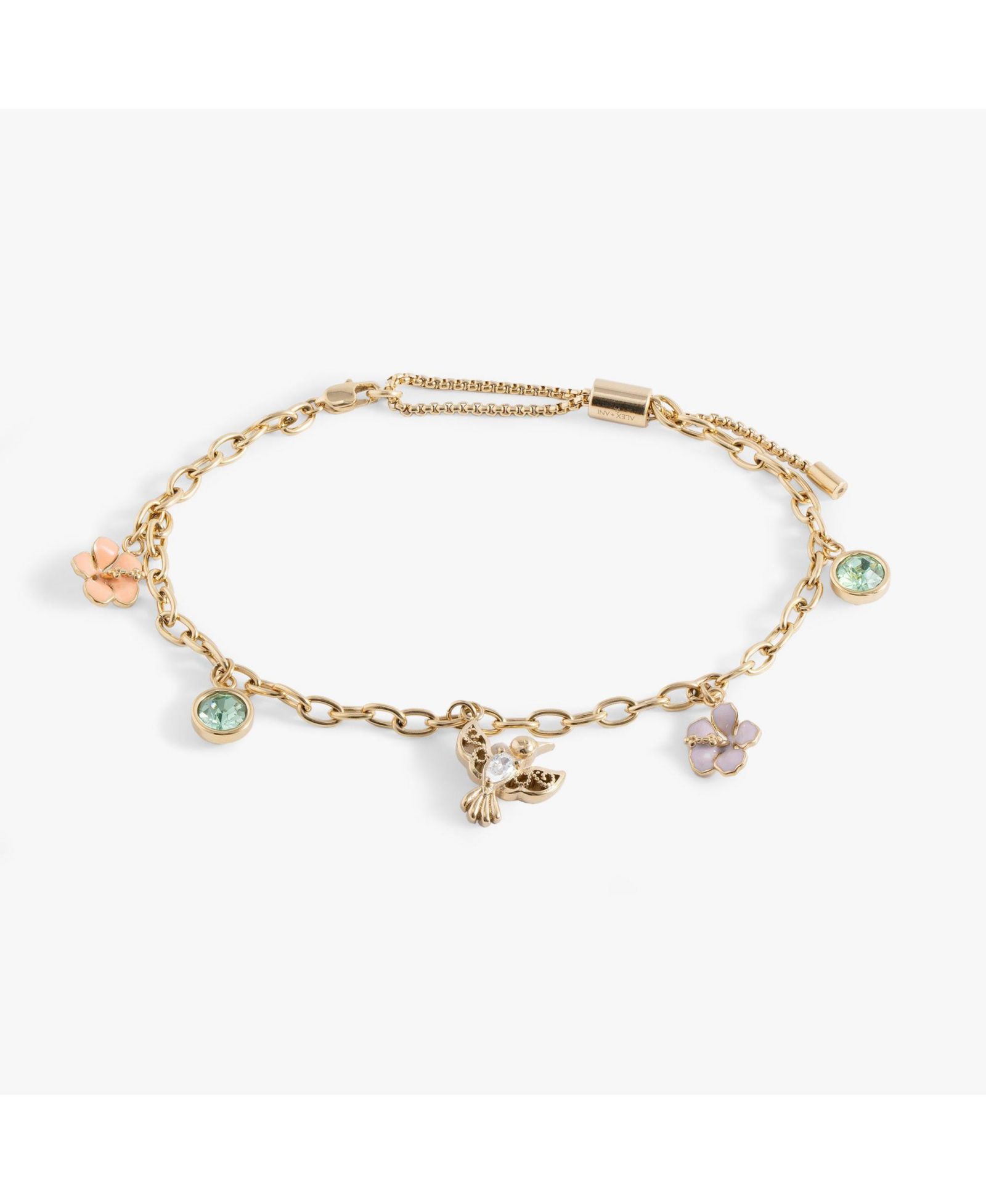 Браслет на ногу Alex and Ani Hummingbird Multicharm Adjustable