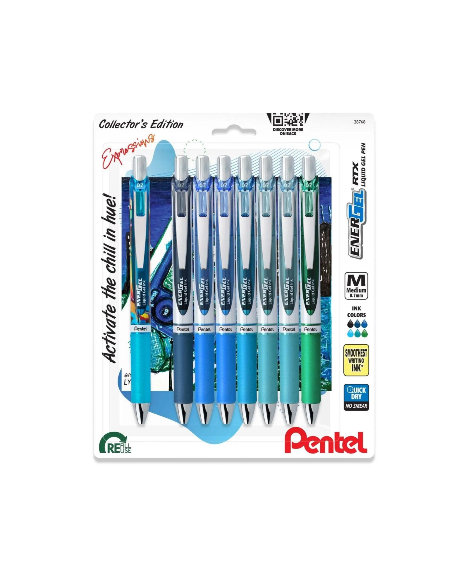 Набор ручек Pentel EnerGel Expressions .7mm Medium Chill Mix, 8pk