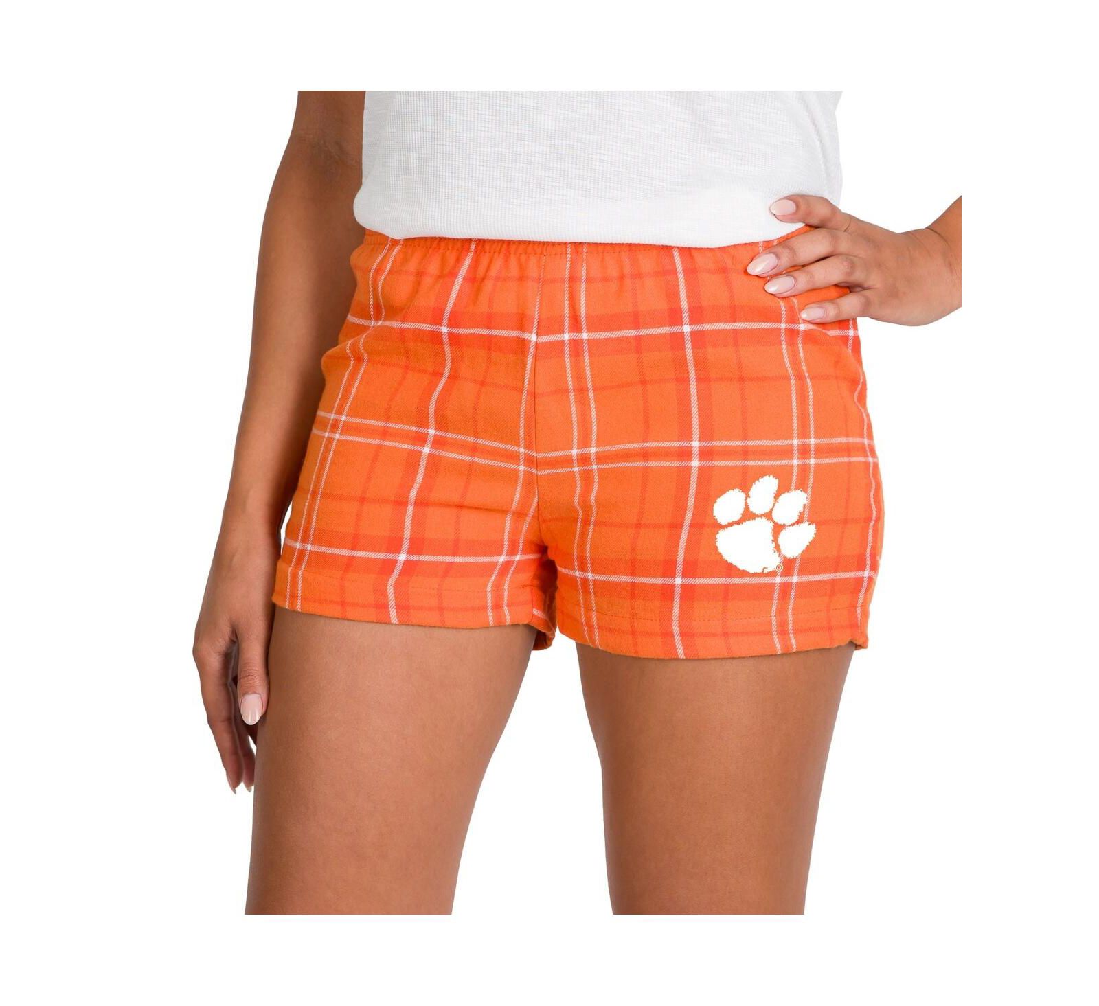 Concepts Sport Women's Orange/White Clemson Tigers Ultimate Flannel Shorts