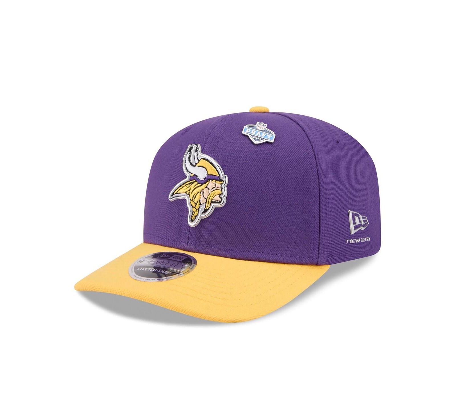 Мужская кепка New Era Purple/Gold Minnesota Vikings 2026 NFL Draft 9SEVENTY Adjustable