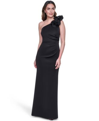 Eliza J Women's One-Shoulder Floral Applique Ball Gown