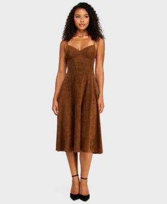 Женское миди-платье Alex & Sophia Sweetheart Neck Suede