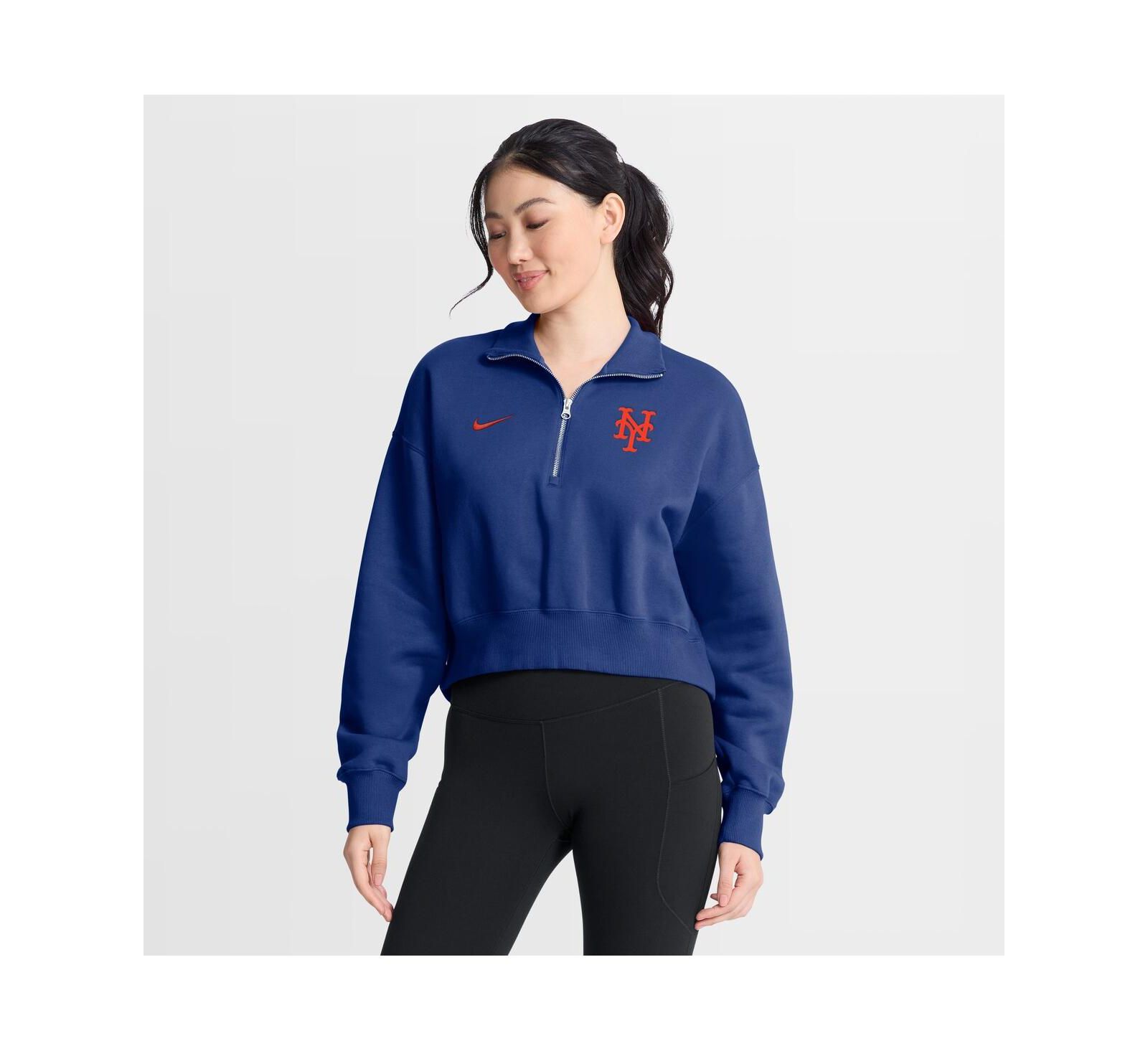 Nike Women's Royal New York Mets Primetime Phoenix флисовая кофта на молнии с коротким рукавом