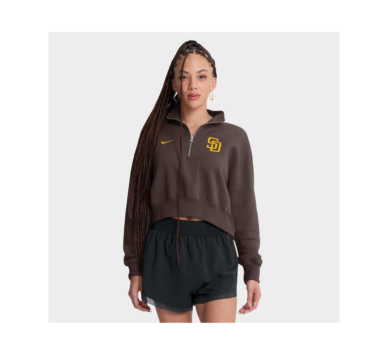 Женская свитшот Nike San Diego Padres Primetime Phoenix Fleece Half-Zip Коричневая