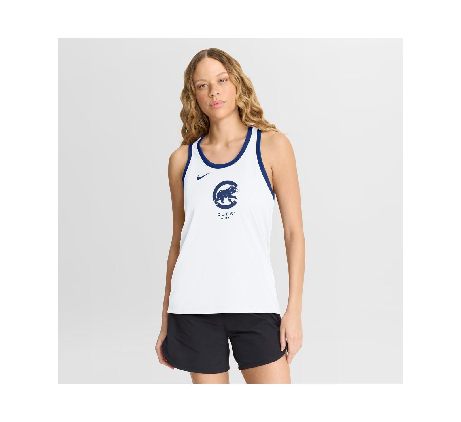 Майка Nike Women's White Chicago Cubs Tri-Blend Dri-FIT Racerback