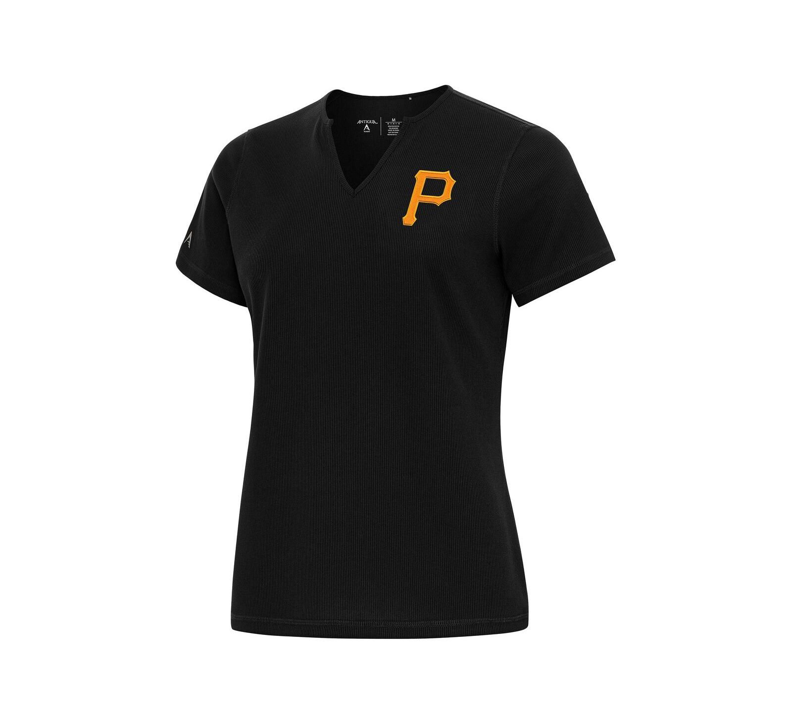 Женская футболка Antigua Black Pittsburgh Pirates с вырезом V-образным горлом