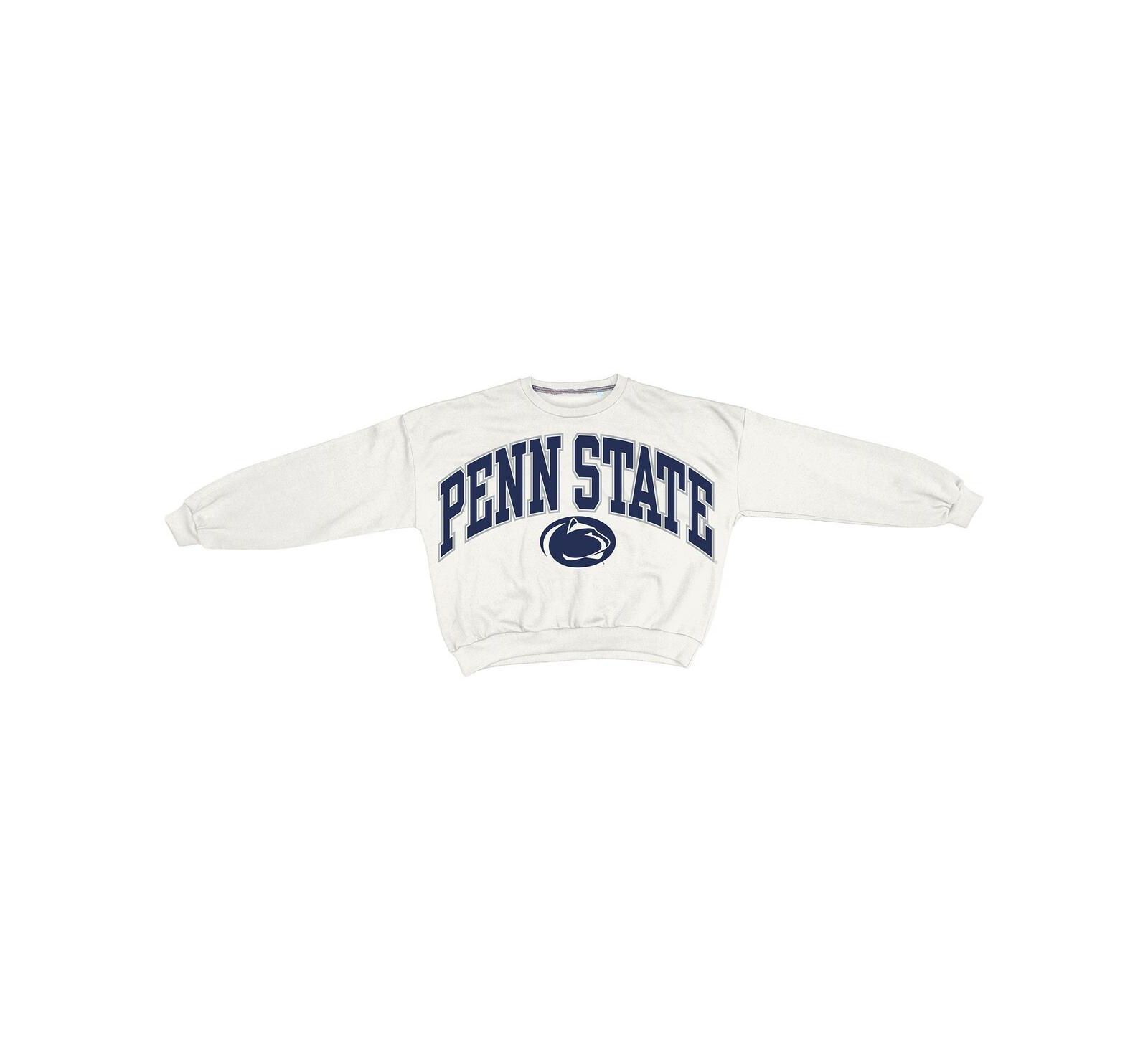Женский укороченный свитшот Pressbox White Penn State Nittany Lions Oversized Janice Waist-Length