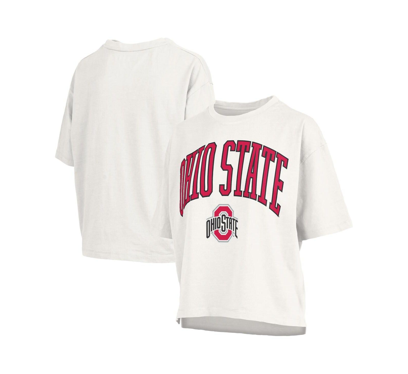 Женская футболка Pressbox White Ohio State Buckeyes Plus Size Nelson Motley Crew Oversized Slub