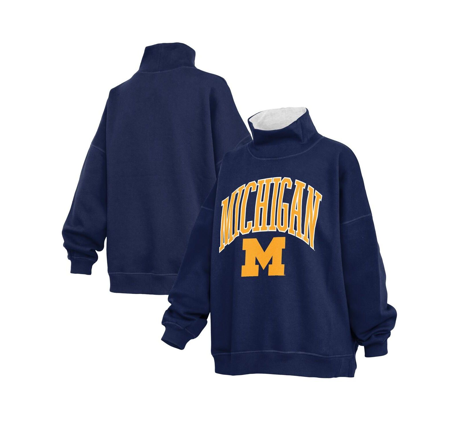 Женская толстовка Pressbox Navy Michigan Wolverines Oversized Mock Neck Sweatshirt
