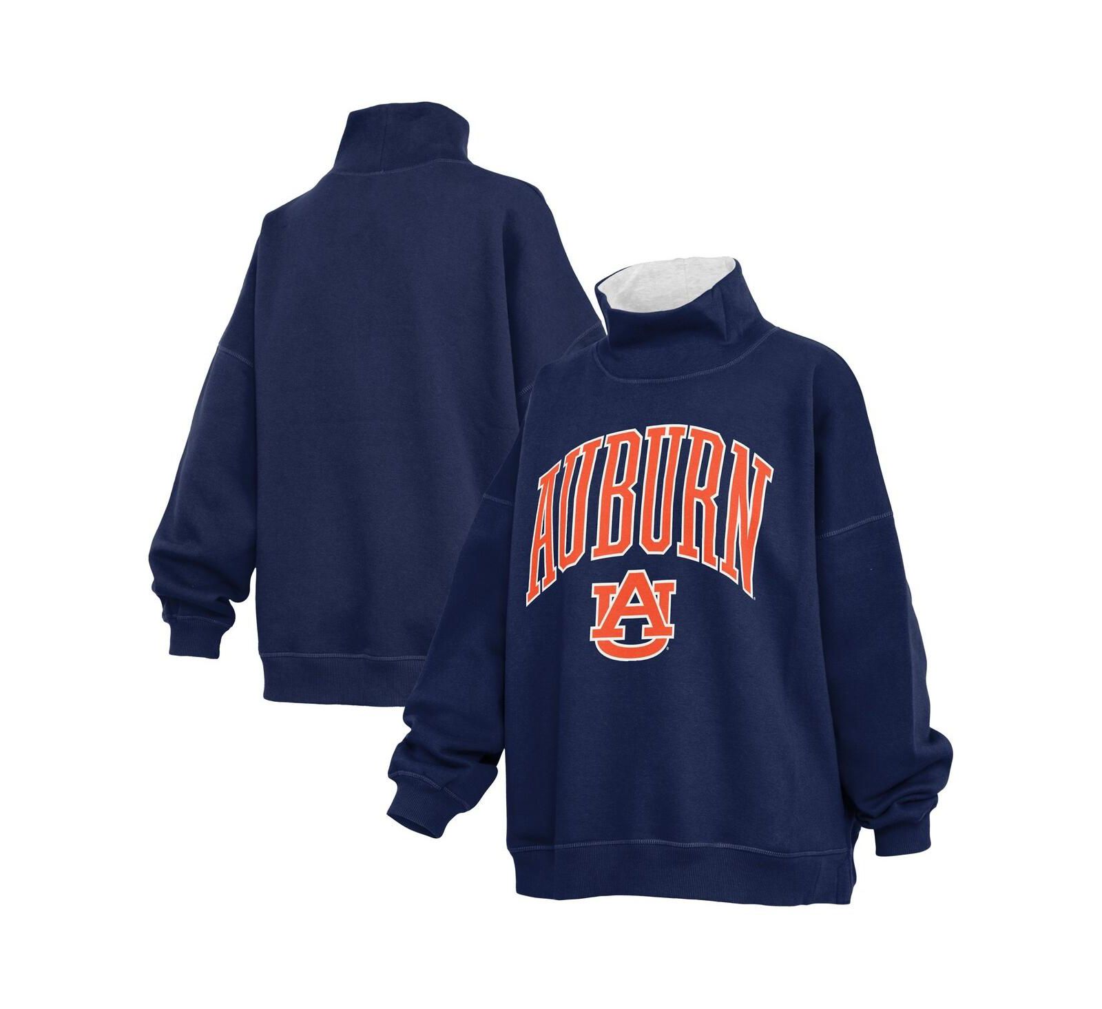 Pressbox Women's Navy Auburn Tigers Oversized Mock Neck Sweatshirt